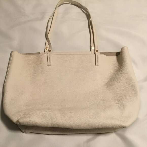 GiGi New York Tori Tote Large Leather Unlined Soft Slouchy MSRP$375 Ivory White - Picture 1 of 13
